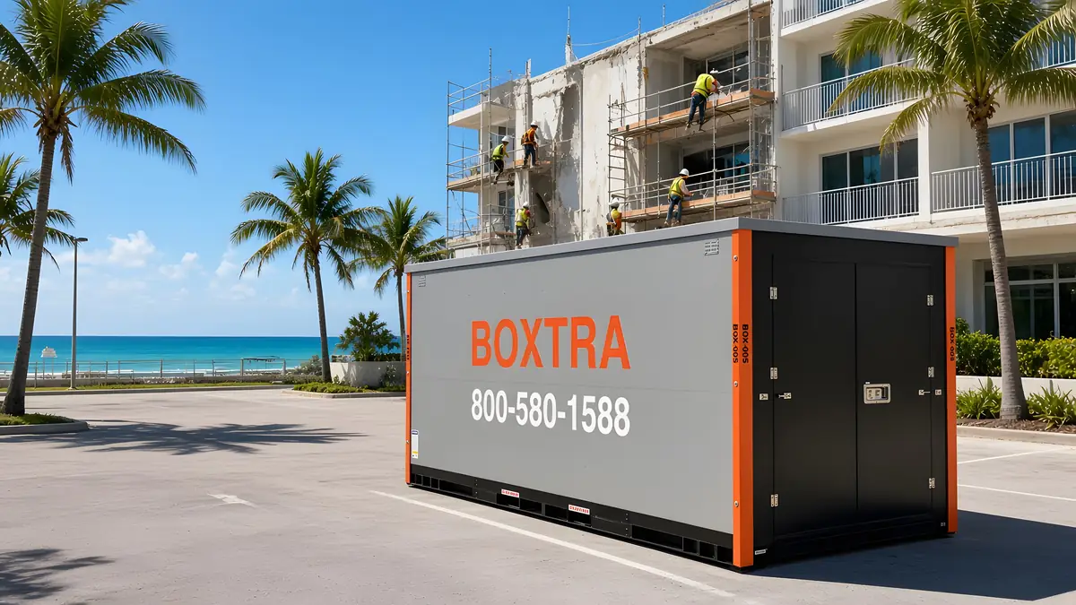 Boxtra storage container on a Condo and Property Managers job site